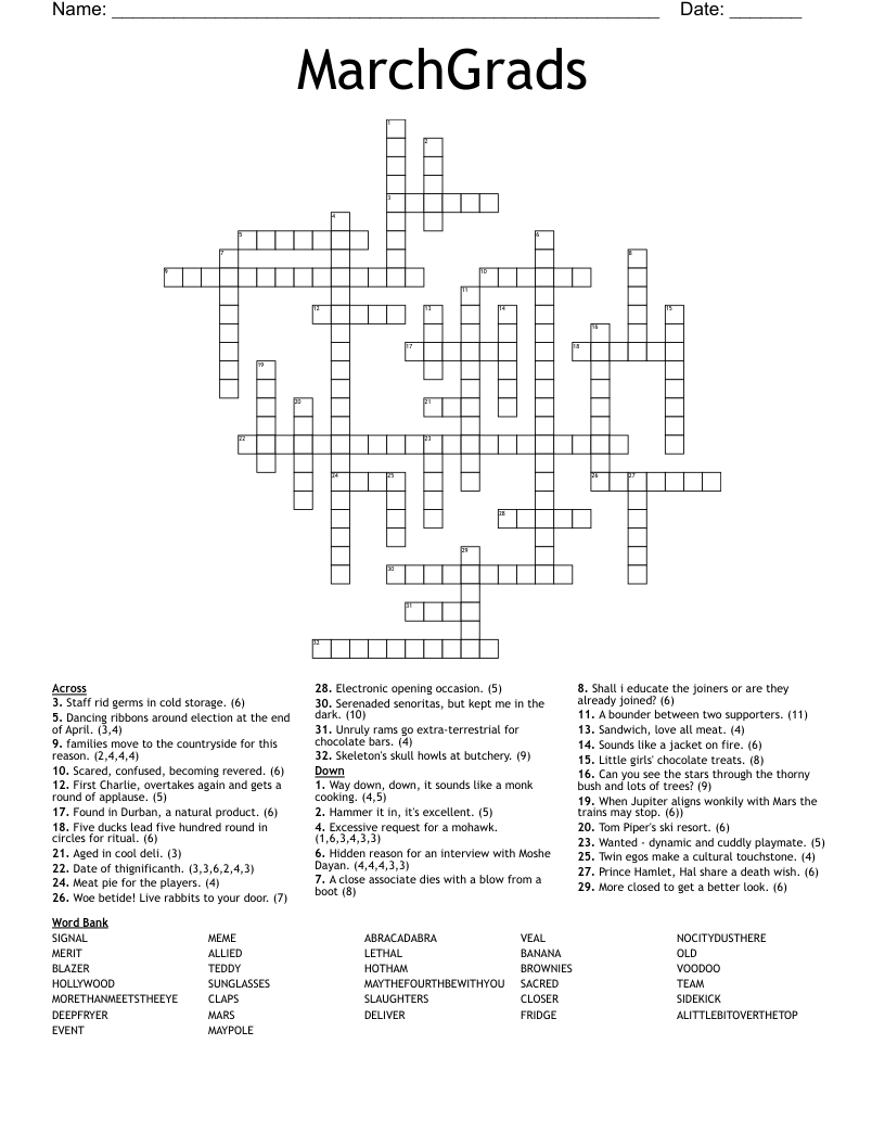 MarchGrads Crossword WordMint
