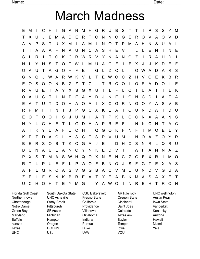 College Football Wordsearch WordMint
