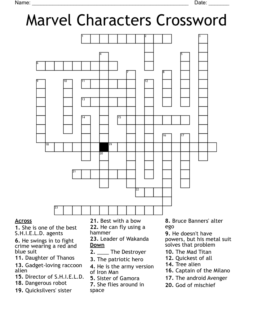 Marvel Crossword WordMint