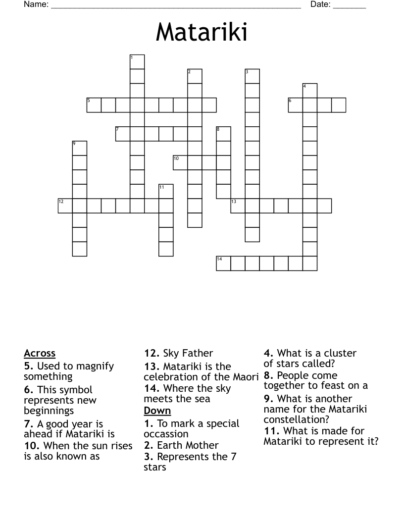 Matariki Word Search WordMint