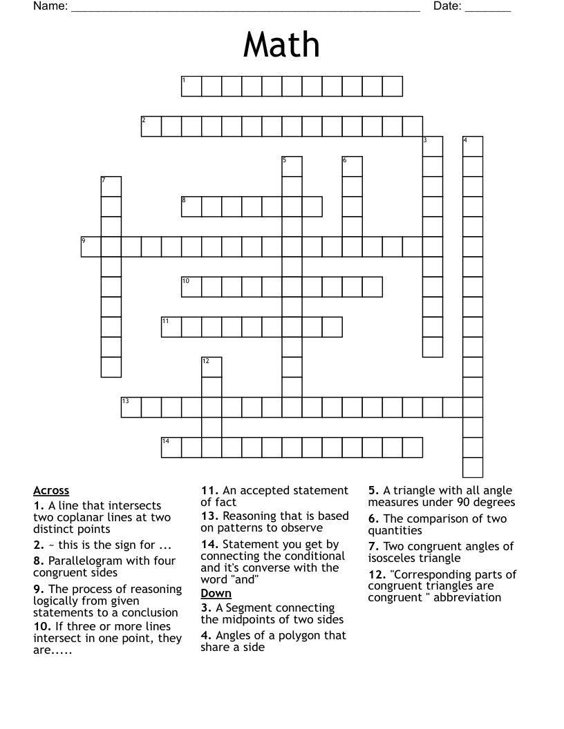 Math Crossword WordMint