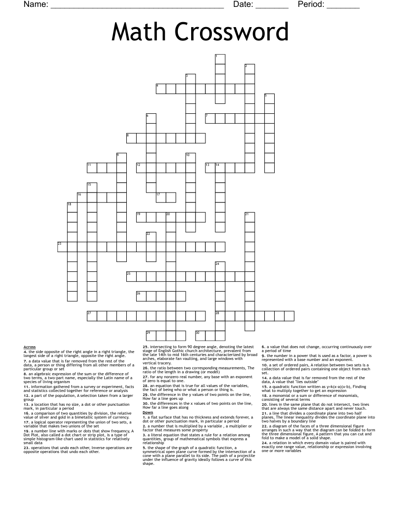 Math Crossword - WordMint