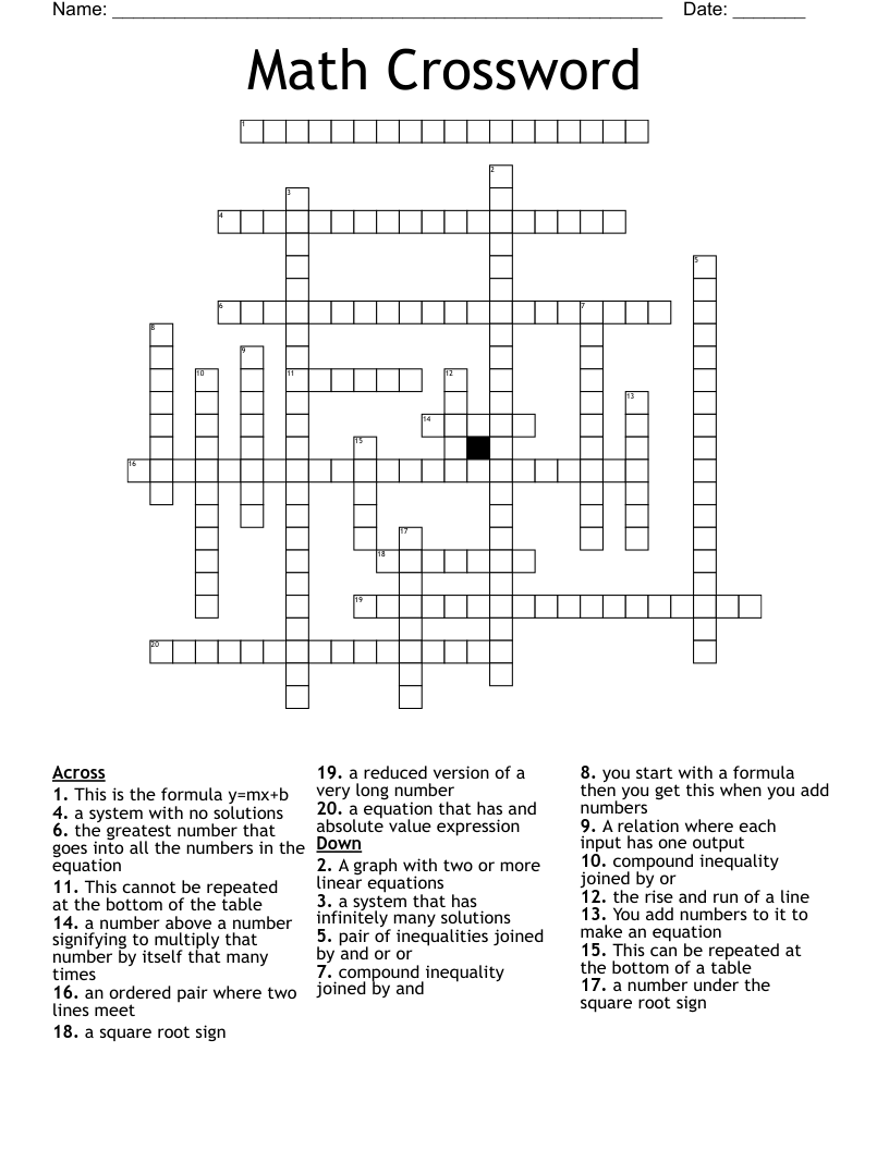 Math Crossword WordMint
