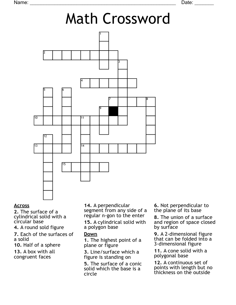Math Crossword - WordMint