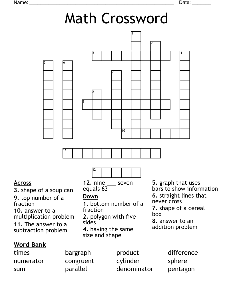 Math Crossword - WordMint