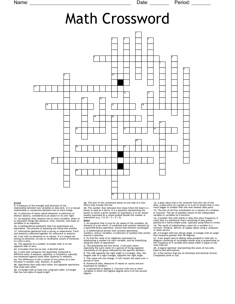 Math Crossword WordMint