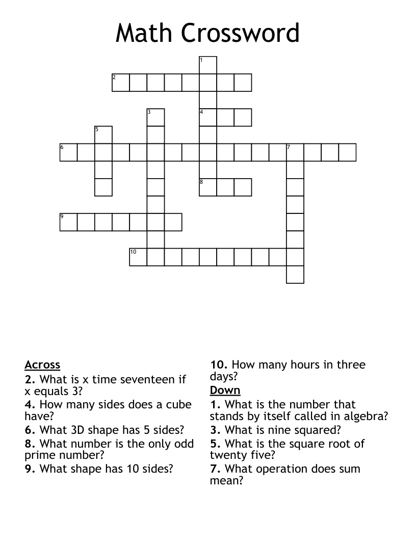Math Crossword WordMint