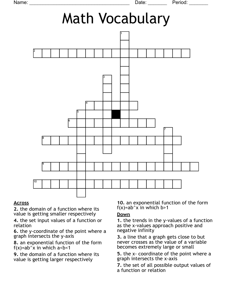 Relations and Functions Crossword WordMint