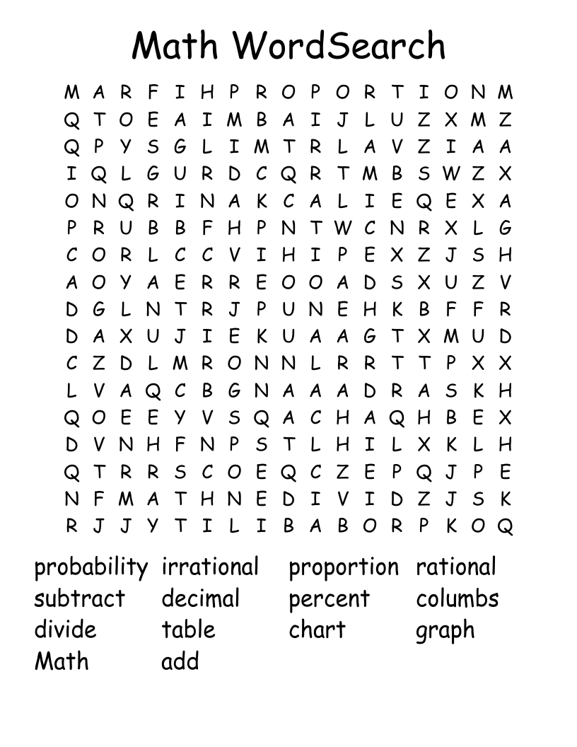 Math WordSearch WordMint