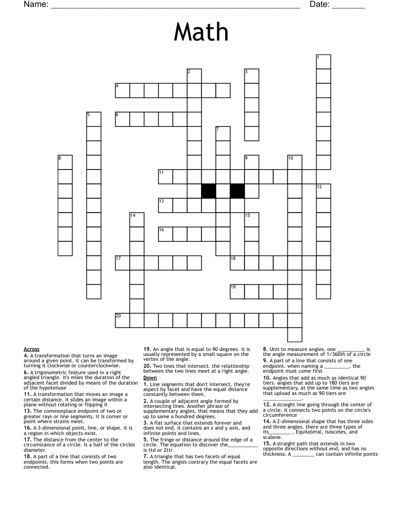 Math Crossword WordMint