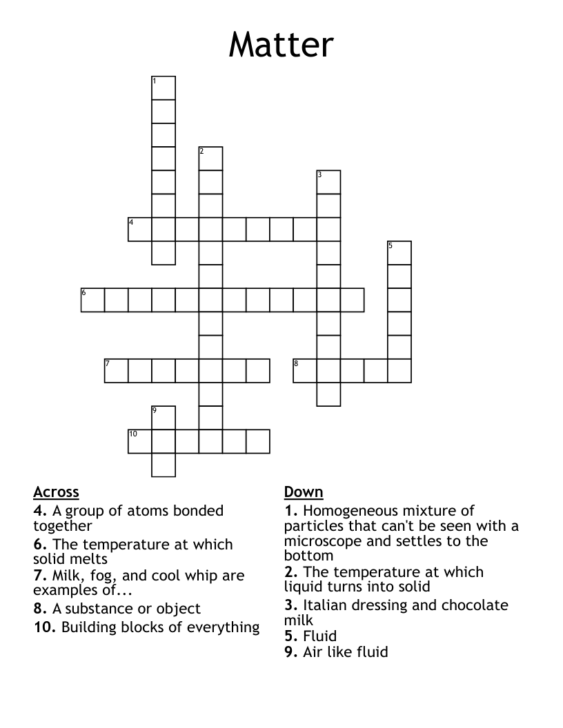 Matter Crossword WordMint