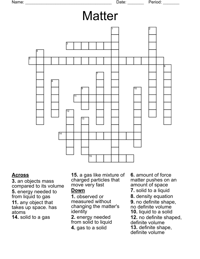 Matter Crossword WordMint