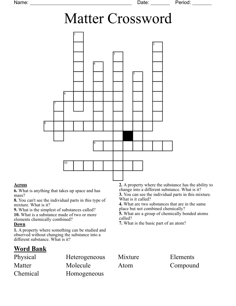 Matter Crossword WordMint