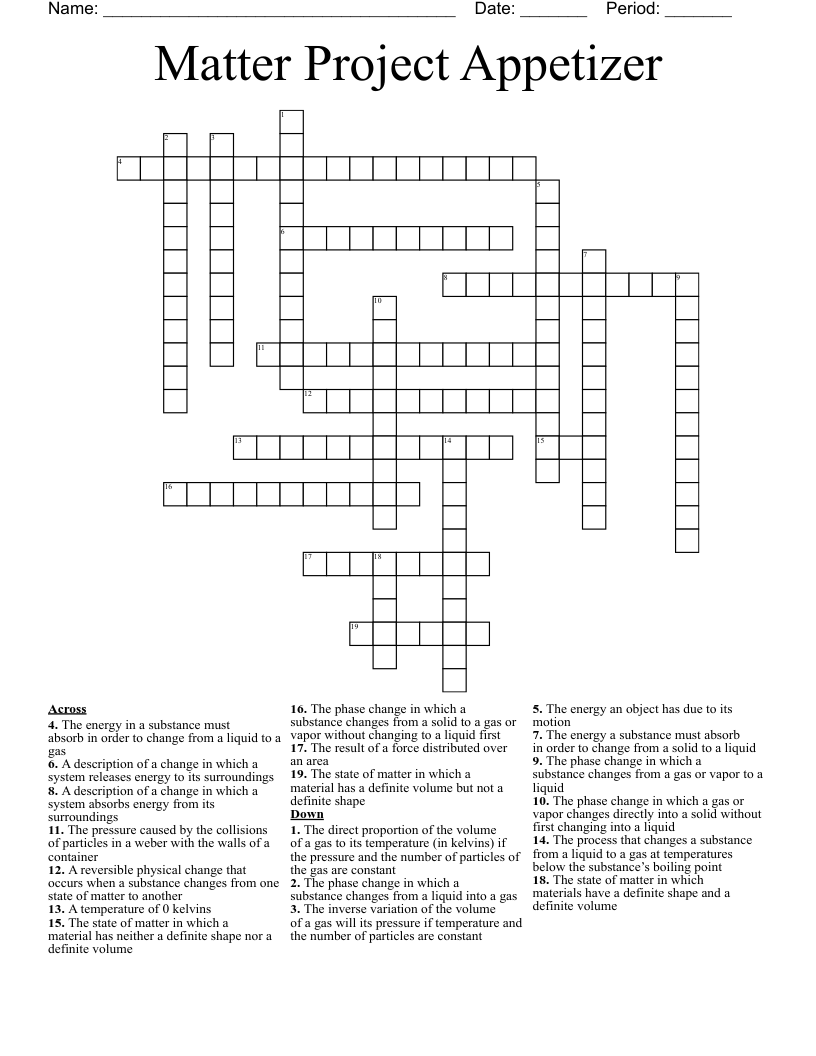Matter Project Appetizer Crossword WordMint