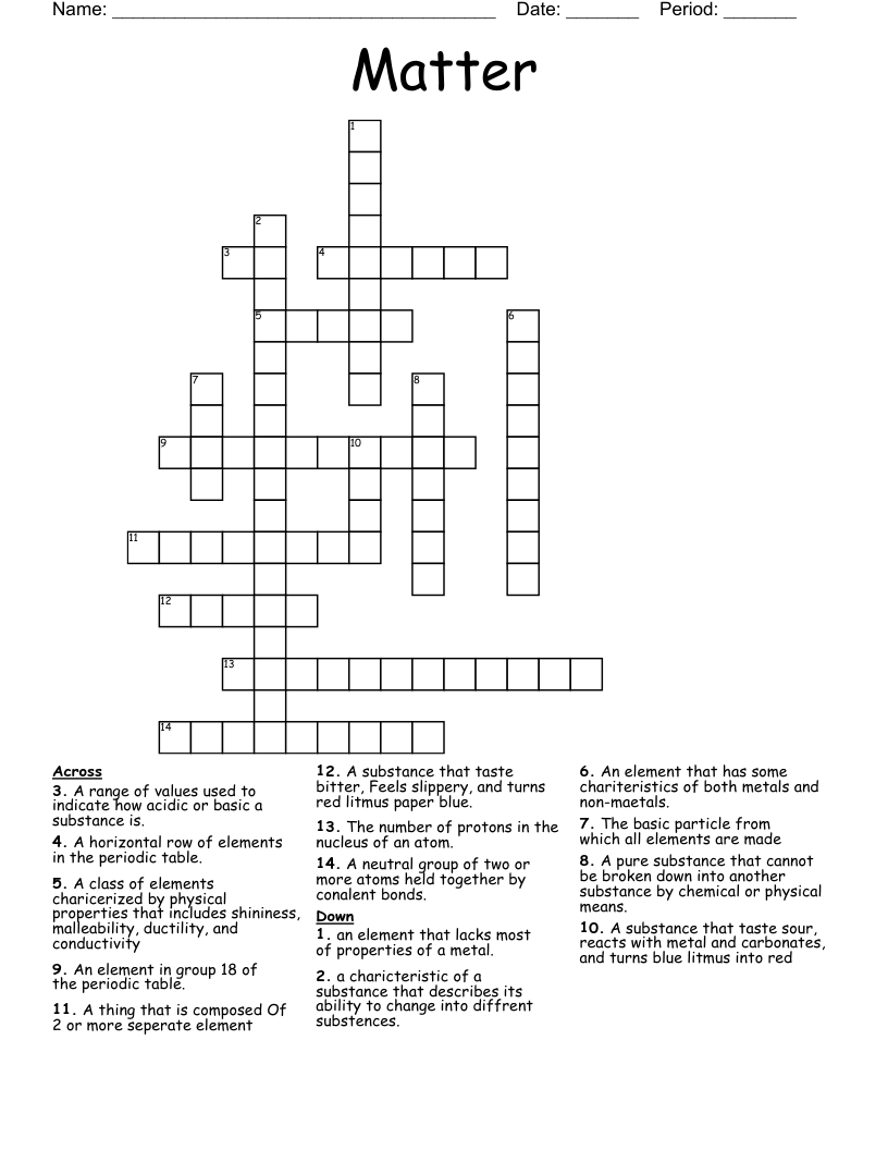 Matter Crossword WordMint