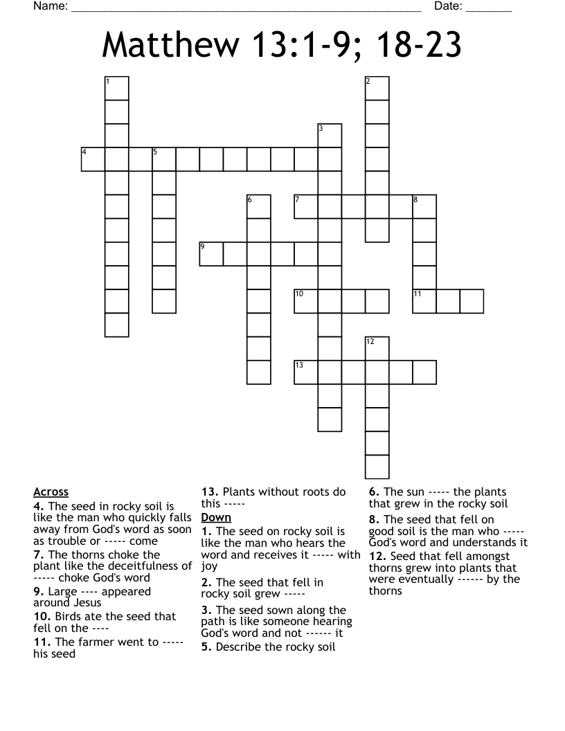 Parable of the Sower Word Search WordMint