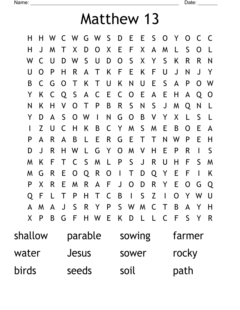 The Parable of the Sower Crossword WordMint
