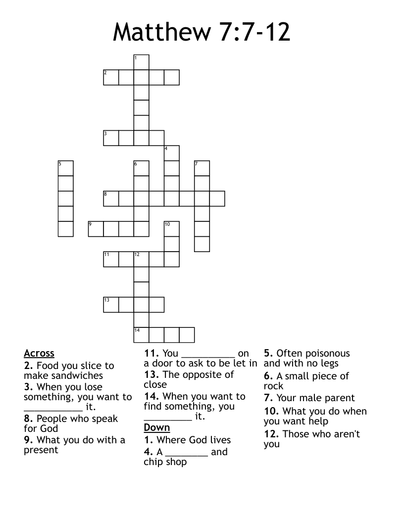 Matthew 7712 Crossword WordMint