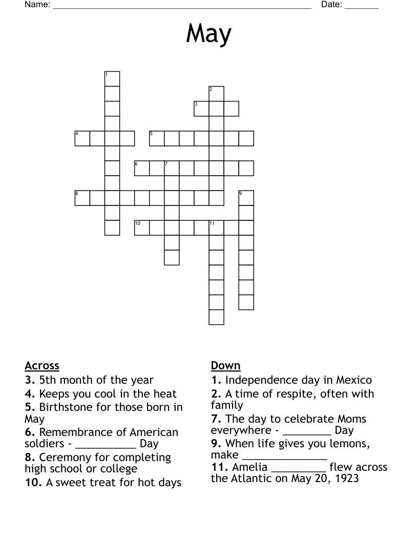 May Crossword WordMint