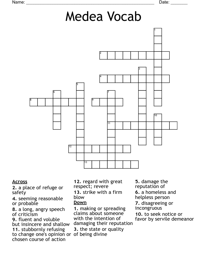 Medea Vocab Crossword WordMint