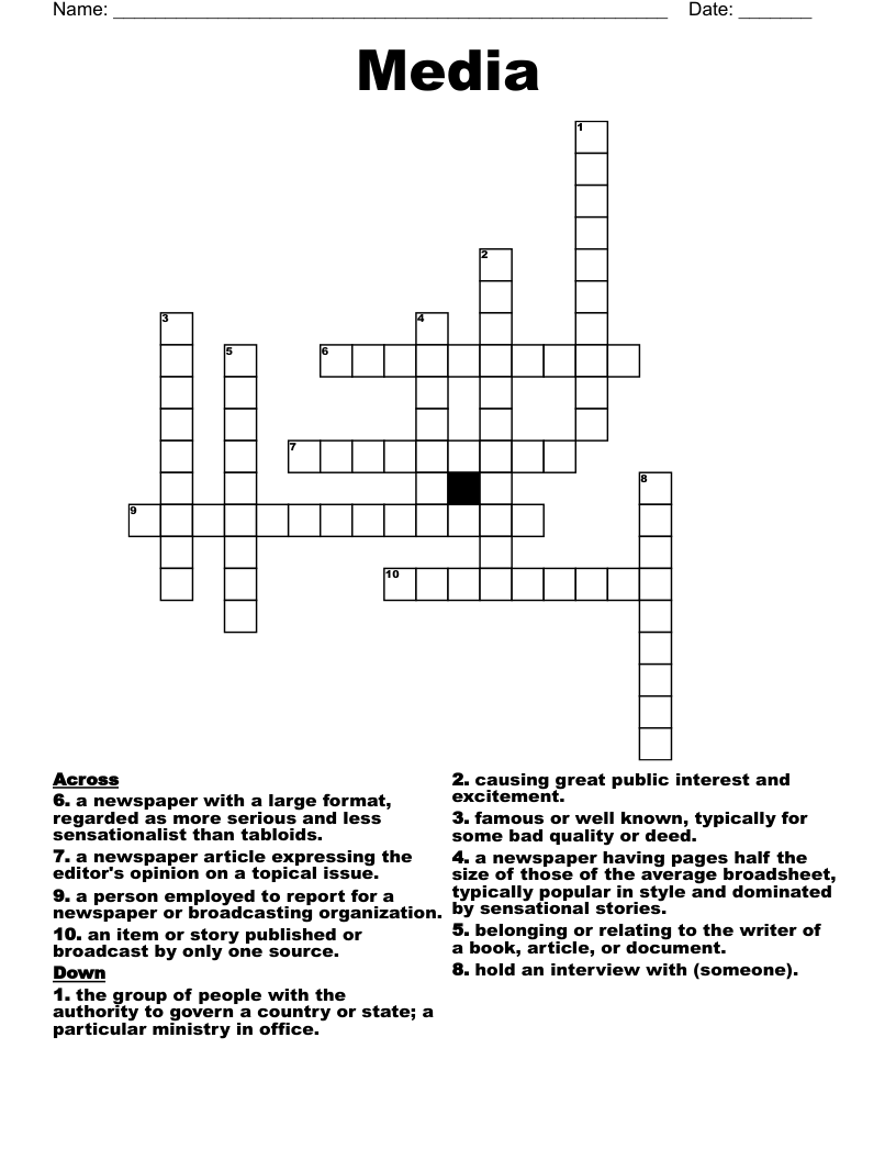 Media Crossword WordMint