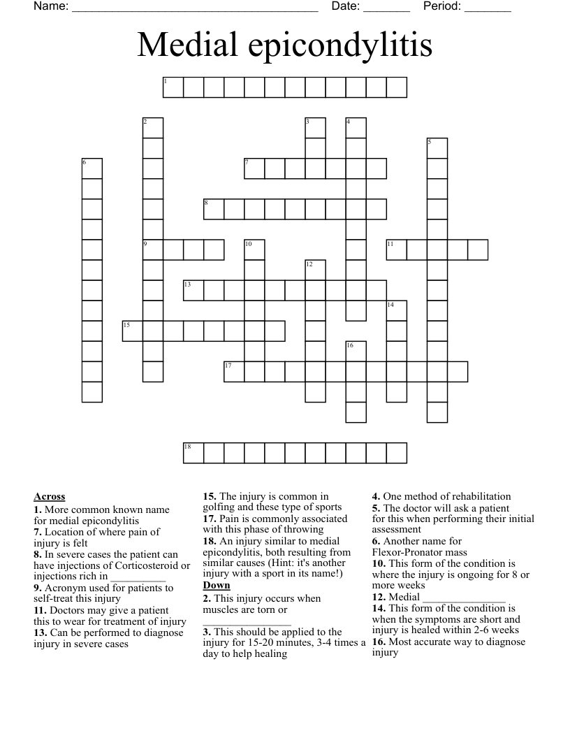 Medial epicondylitis Crossword WordMint