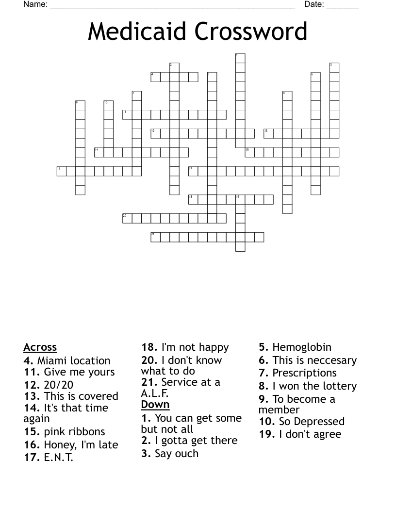 Medicaid Crossword WordMint