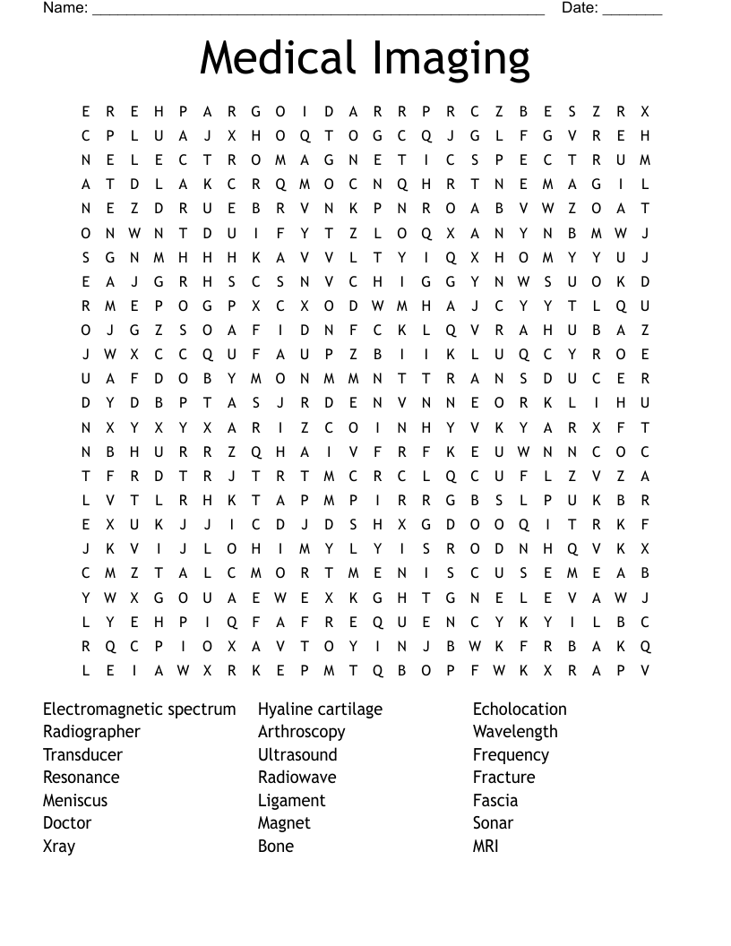Medical Imaging Word Search WordMint