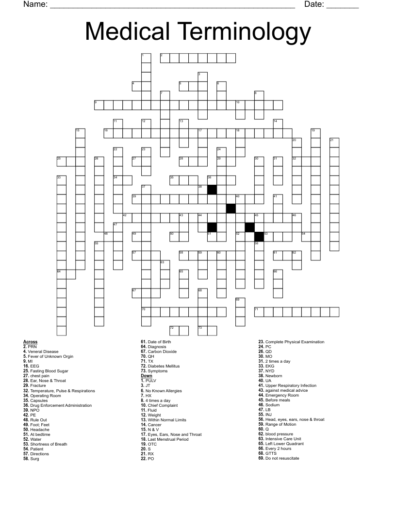 Common Medical Abbreviations Worksheet WordMint