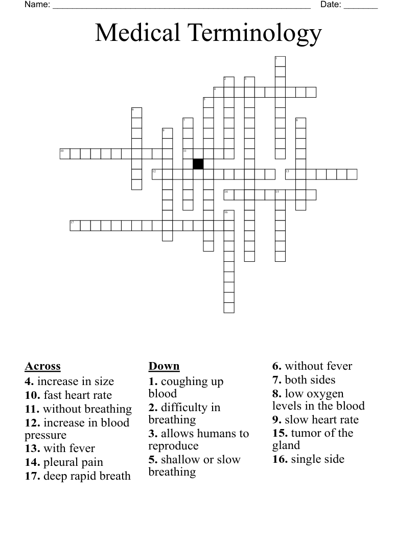 Medical Terminology Crossword WordMint