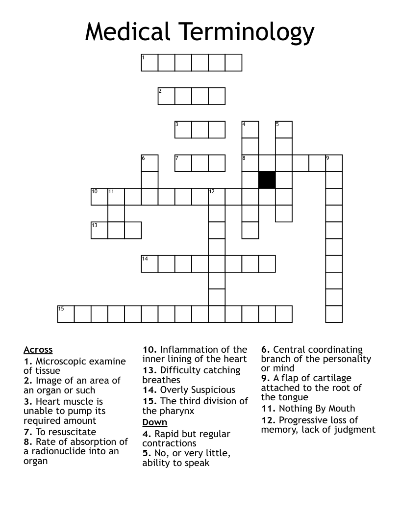 Medical Terminology Crossword WordMint