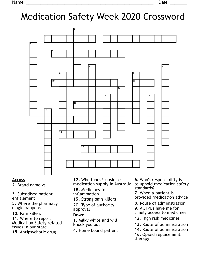 PHARMACY FUN CROSSWORD WordMint