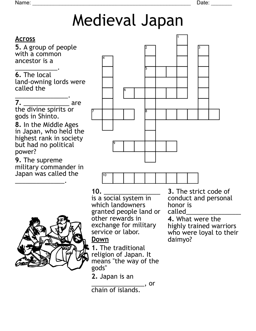 Medieval Japan Crossword WordMint