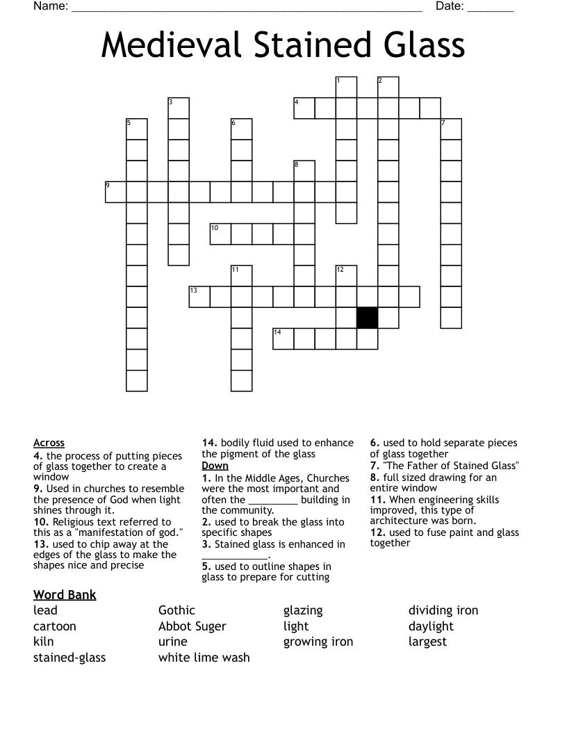 Medieval Stained Glass Crossword WordMint