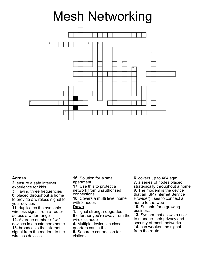 Mesh Networking Crossword WordMint