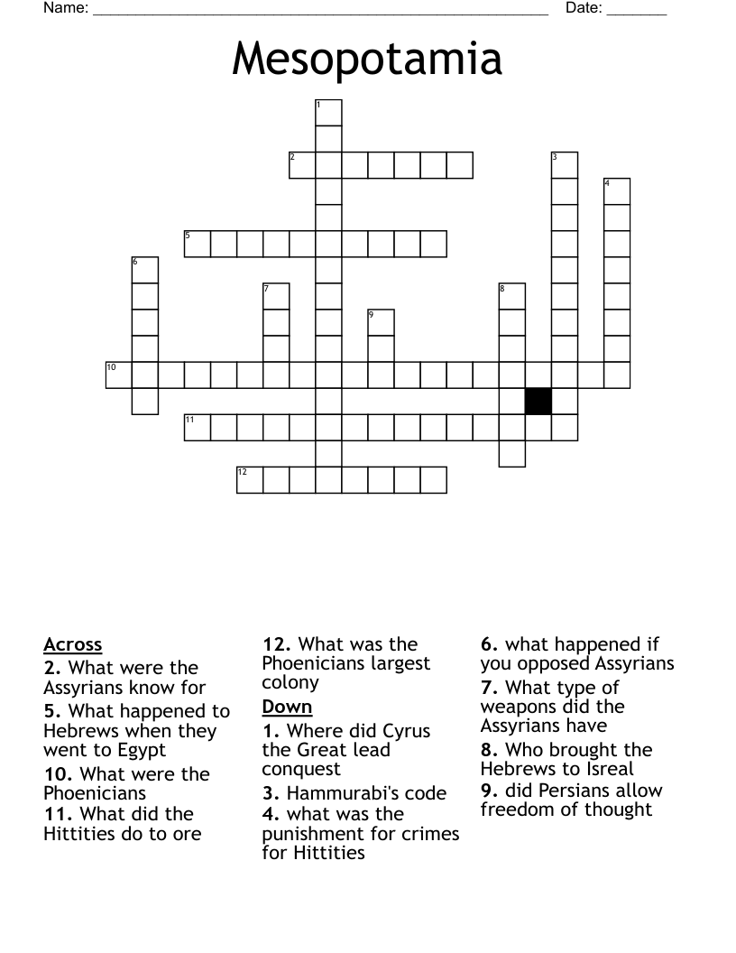 Mesopotamia Crossword WordMint