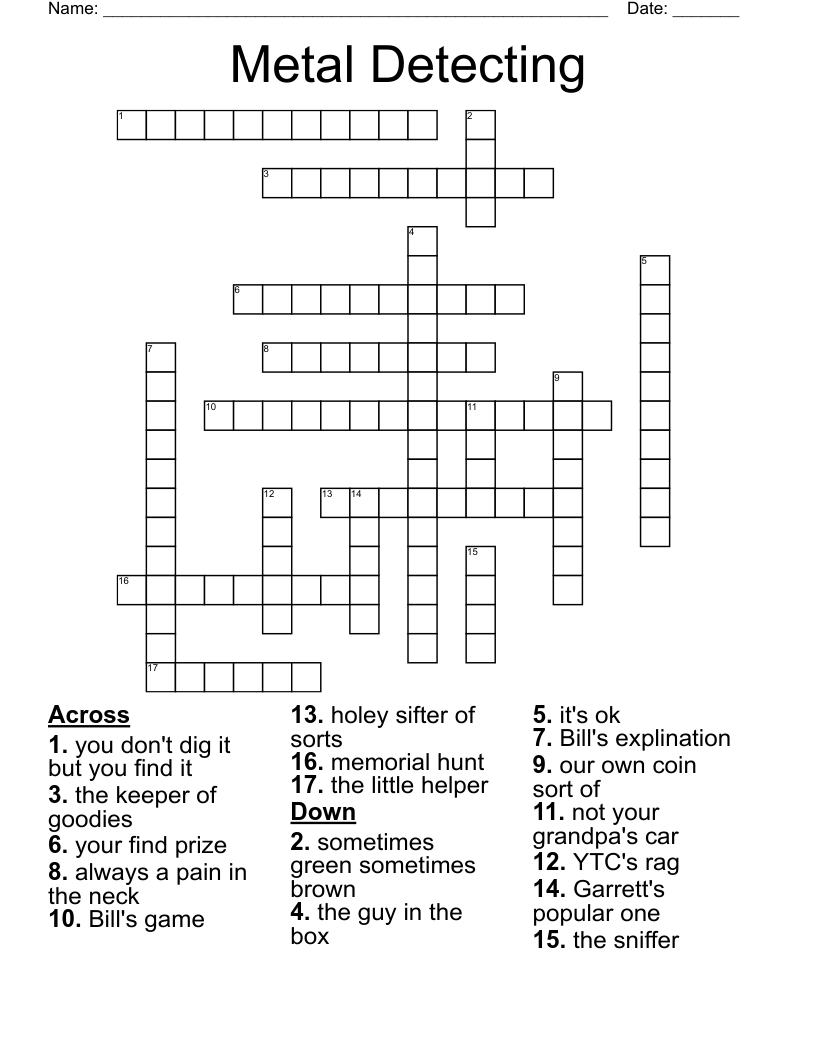 Metal Detecting Crossword WordMint