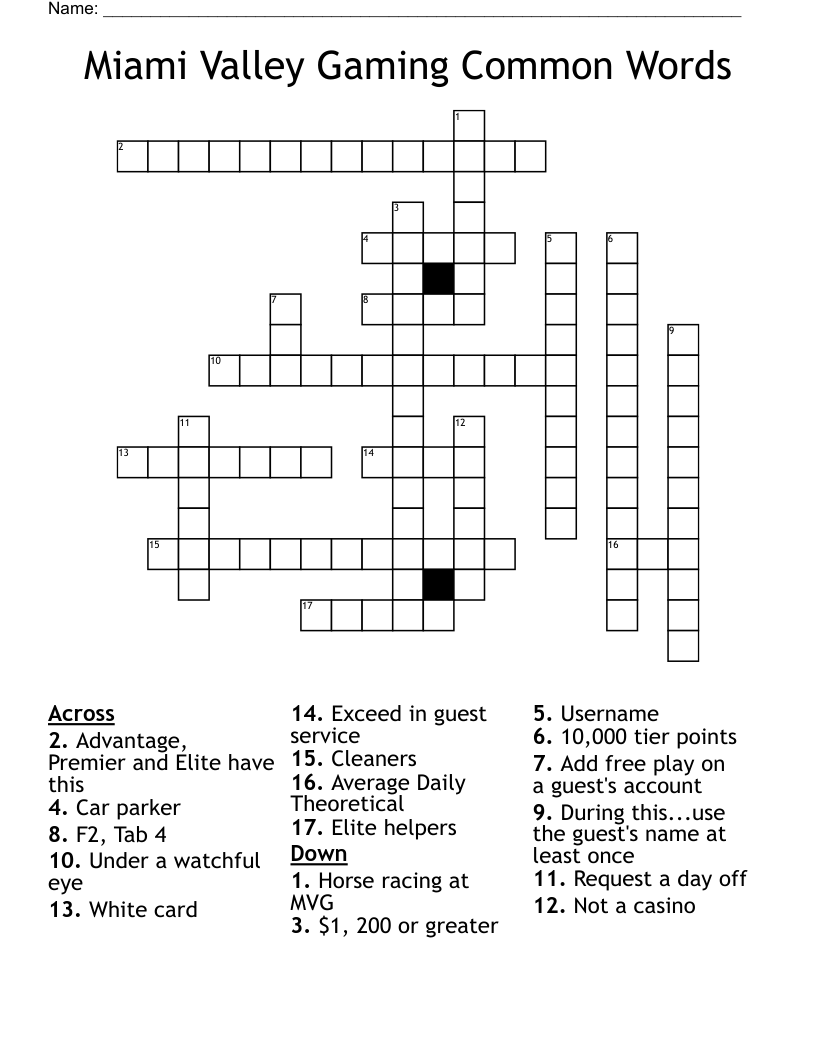 Miami Valley Gaming Key Words Crossword WordMint