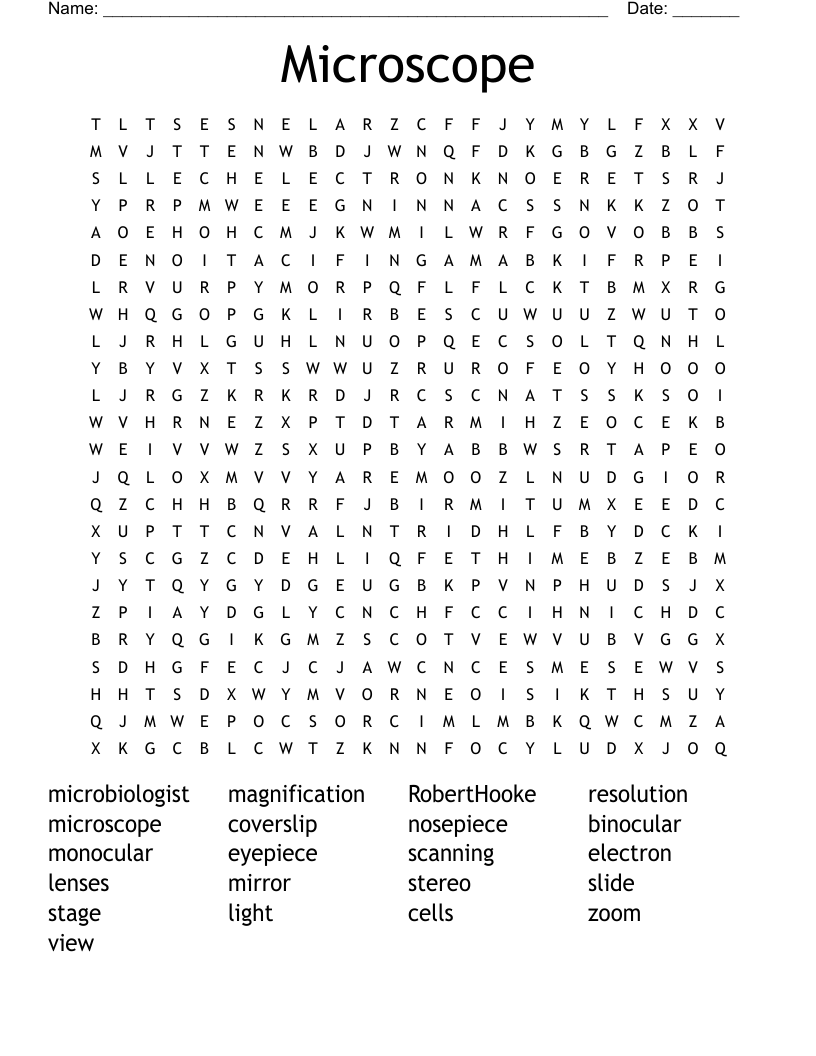 Microscope Word Search WordMint