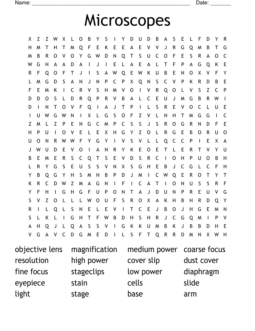Microscopes Word Search WordMint