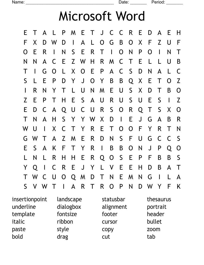 Microsoft Word 2016 Word Search WordMint