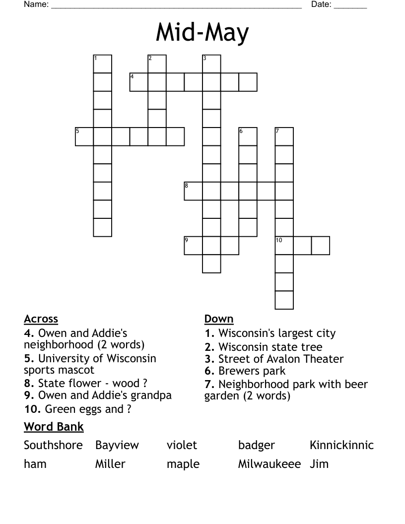 MidMay Crossword WordMint