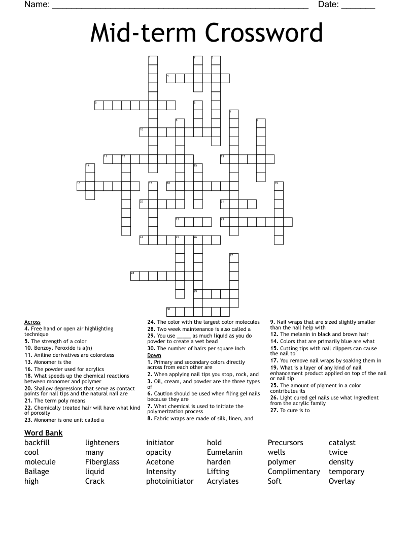 Midterm Crossword WordMint
