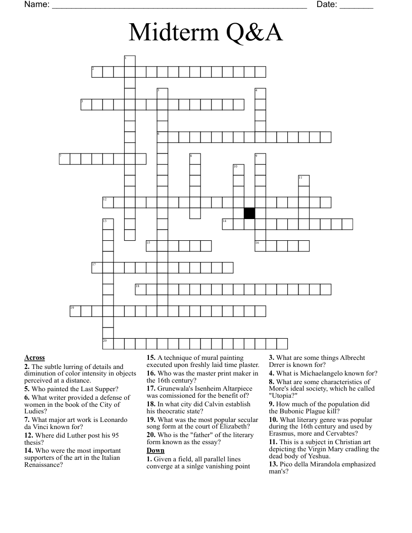 Midterm Q&A Crossword WordMint