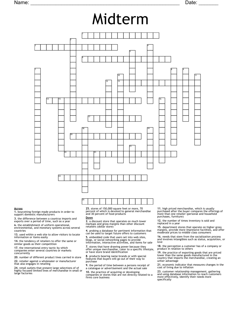 Midterm Crossword WordMint