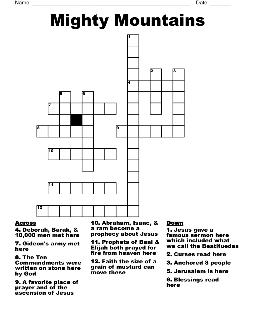Mighty Mountains Crossword WordMint