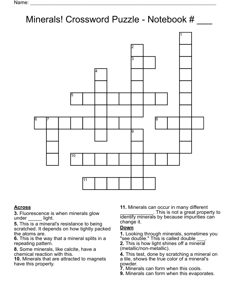 Minerals! Crossword Puzzle Notebook ___ WordMint