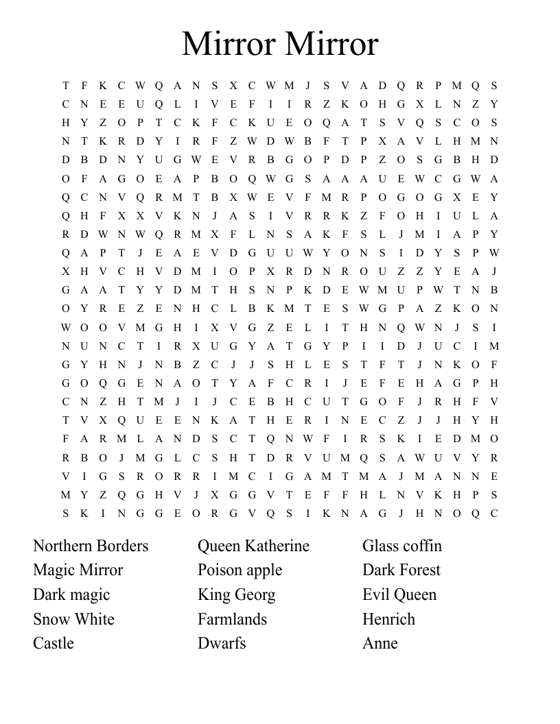 Mirror Mirror Word Search WordMint
