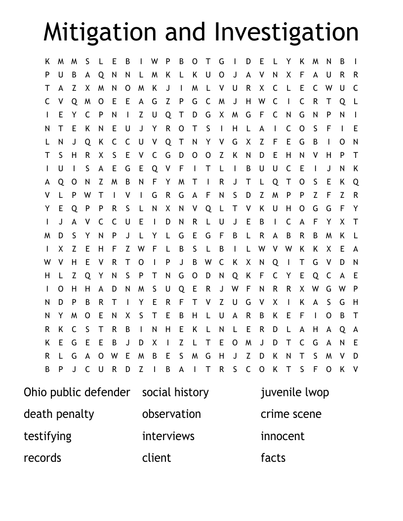 Mitigation and Investigation Word Search WordMint