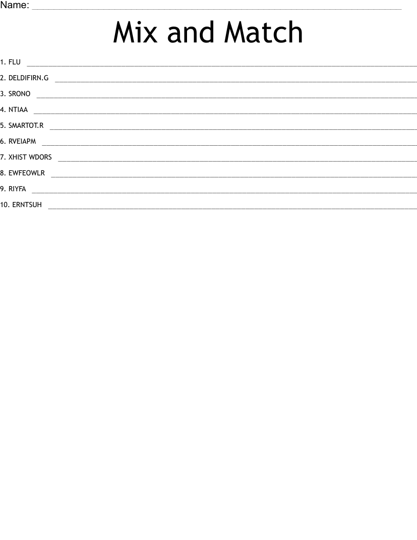 Mix and Match Word Scramble WordMint